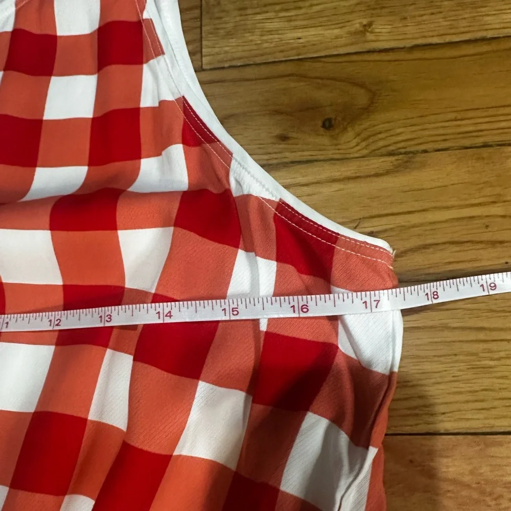 Ann Taylor Red & White Gingham Flared Sleeveless Dress Small - Picture 6 of 9